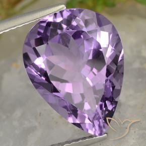 Amatista Violeta púrpura claro medio natural de 7.60 ct, En forma de pera, VVS-VS
