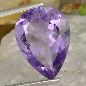 Amatista Violeta púrpura claro medio natural de 6.32 ct, En forma de pera, VVS-VS