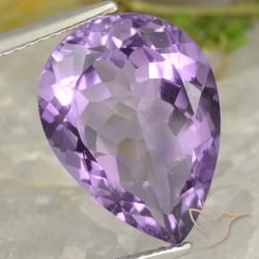 Amatista Violeta medio natural de 7.05 ct, En forma de pera, VVS-VS