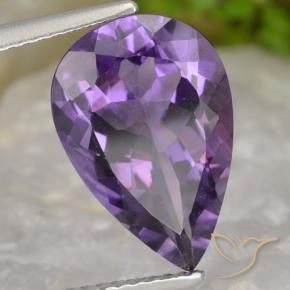 Amatista Violeta medio natural de 4.52 ct, En forma de pera, VVS-VS