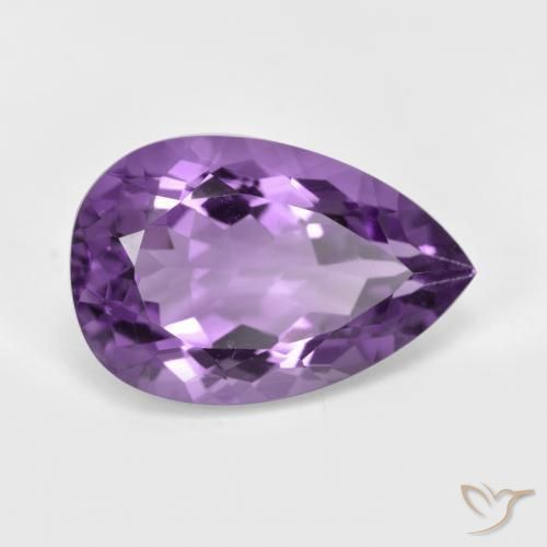 Amatista Violeta medio natural de 5.43 ct, En forma de pera, VS