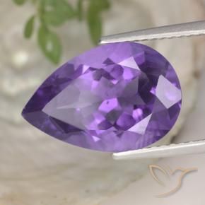 Amatista Violeta oscuro natural de 4.72 ct, En forma de pera, VS
