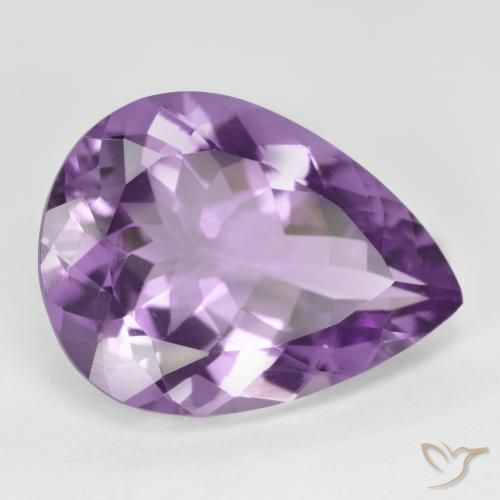 Amatista Violeta púrpura claro medio natural de 6.22 ct, En forma de pera, VVS-VS