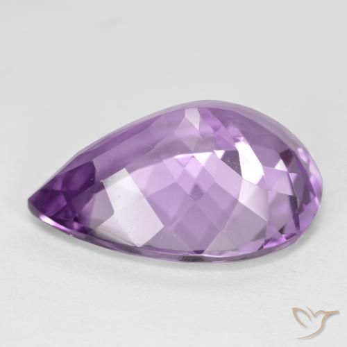 Amatista Violeta púrpura claro medio natural de 6.22 ct, En forma de pera, VVS-VS