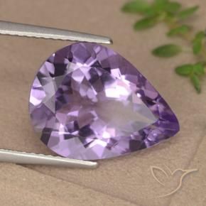 Amatista Violeta púrpura claro medio natural de 6.07 ct, En forma de pera, VVS-VS
