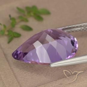 Amatista Violeta púrpura claro medio natural de 6.07 ct, En forma de pera, VVS-VS