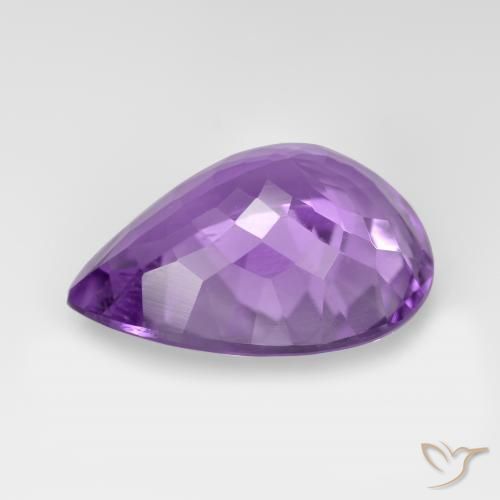 Amatista Violeta medio natural de 7.04 ct, En forma de pera, VVS-VS