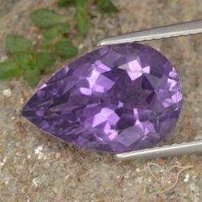 Amatista Violeta medio natural de 5.37 ct, En forma de pera, VS