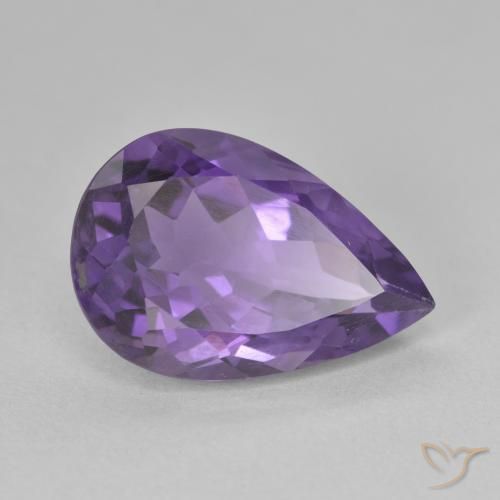 Amatista Violeta oscuro natural de 5.03 ct, En forma de pera, VS