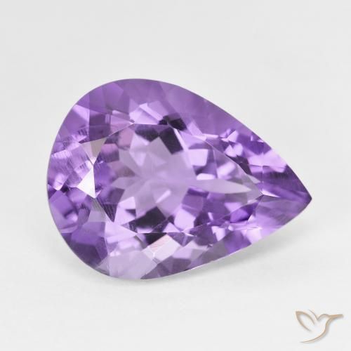 Amatista Violeta medio natural de 7.23 ct, En forma de pera, VS