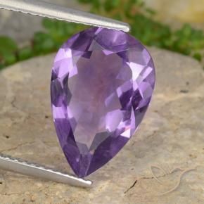 Amatista Violeta medio natural de 4.52 ct, En forma de pera, VVS-VS