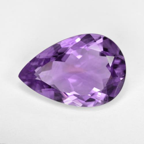 Amatista violeta púrpura claro medio natural de 4,36 ct, en forma de pera, VVS-VS
