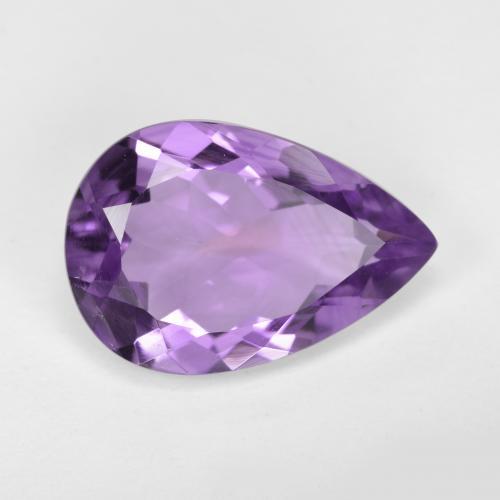 Amatista violeta púrpura claro medio natural de 4,36 ct, en forma de pera, VVS-VS