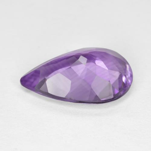 Amatista violeta púrpura claro medio natural de 4,36 ct, en forma de pera, VVS-VS
