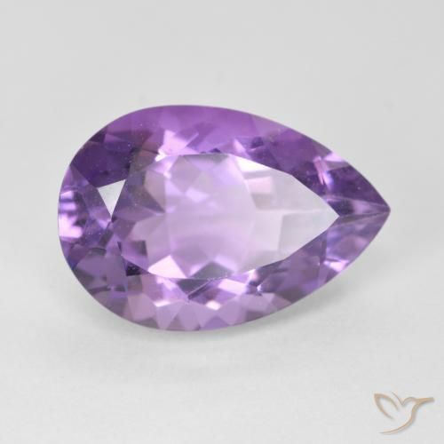 Amatista Violeta medio natural de 5.41 ct, En forma de pera, VVS-VS
