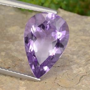 Amatista Violeta medio natural de 6.34 ct, En forma de pera, VVS-VS