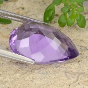 Amatista Violeta medio natural de 6.43 ct, En forma de pera, VVS-VS