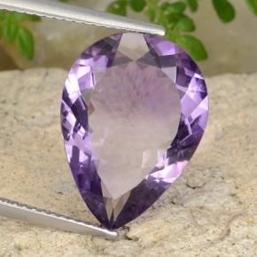 Amatista Violeta púrpura claro medio natural de 7.66 ct, En forma de pera, VS