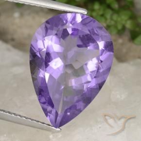 Amatista Violeta medio natural de 8.52 ct, En forma de pera, VVS-VS