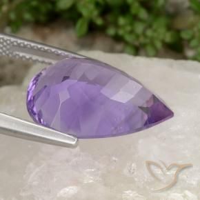 Amatista Violeta medio natural de 8.73 ct, En forma de pera, VVS-VS