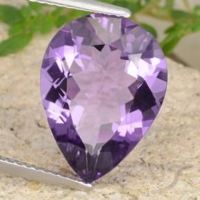 Amatista Violeta medio natural de 6.33 ct, En forma de pera, VVS-VS