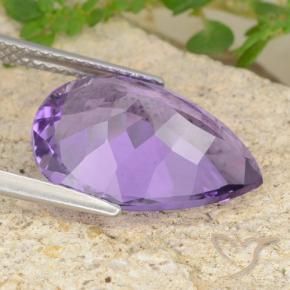 Amatista Violeta medio natural de 6.33 ct, En forma de pera, VVS-VS