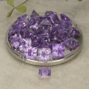 Gemas de amatista violeta medio natural de 3,84 ct, cuadrado, VS