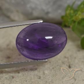 Amatista Violeta claro medio natural de 5.71 ct, Ovalada, Transparente