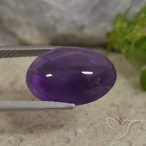 Amatista Violeta claro medio natural de 5.71 ct, Ovalada, Transparente