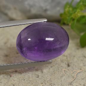 Amatista Violeta medio natural de 7.66 ct, Ovalada, Transparente