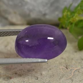 Amatista Violeta medio natural de 7.66 ct, Ovalada, Transparente