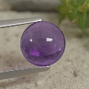 Amatista Violeta rojizo natural de 1.77 ct, Corte Redondo, Transparente