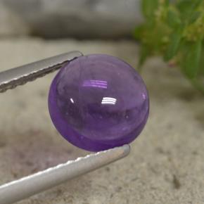 Amatista Violeta rojizo natural de 1.77 ct, Corte Redondo, Transparente
