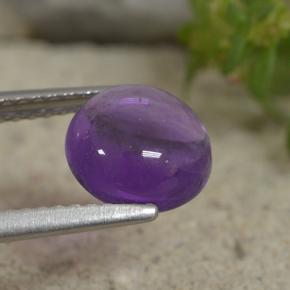 Amatista Violeta rojizo natural de 1.77 ct, Corte Redondo, Transparente