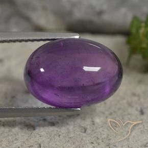 Amatista Violeta medio natural de 7.44 ct, Ovalada, Transparente