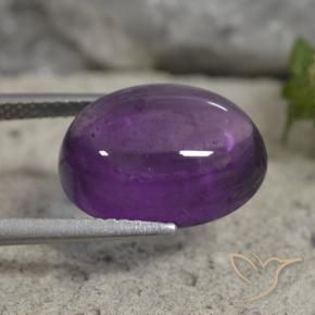 Amatista Violeta medio natural de 7.44 ct, Ovalada, Transparente