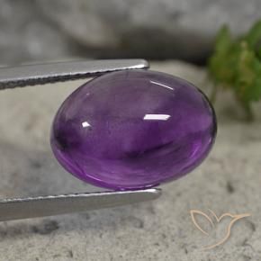 Amatista Violeta medio natural de 7.11 ct, Ovalada, Transparente