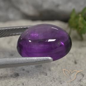 Amatista Violeta medio natural de 7.11 ct, Ovalada, Transparente