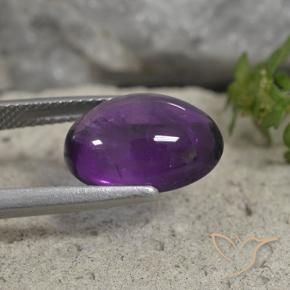 Amatista Violeta medio natural de 6.07 ct, Ovalada, Transparente
