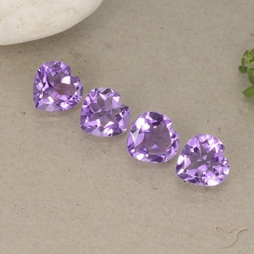 Gemas de Amatista Violeta púrpura medio natural de 2.37 ct, Corazón, VVS-VS