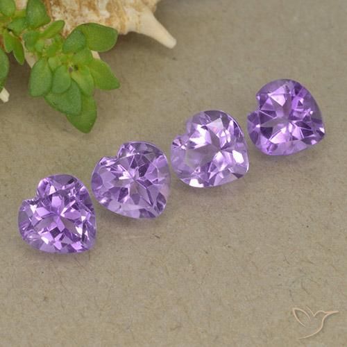 Gemas de Amatista Violeta intenso natural de 3.12 ct, Corazón, VVS-VS