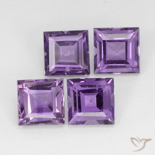 Gemas de Amatista Violeta medio natural de 4.53 ct, Cuadrado, VS