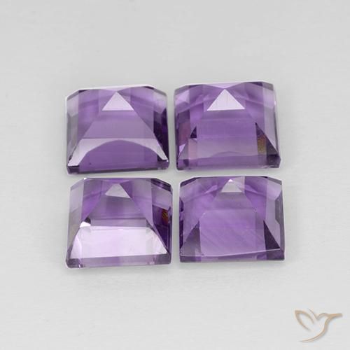 Gemas de Amatista Violeta medio natural de 4.53 ct, Cuadrado, VS