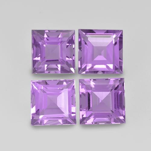 Gemas de Amatista Violeta rosáceo medio natural de 4.59 ct, Cuadrado, VS
