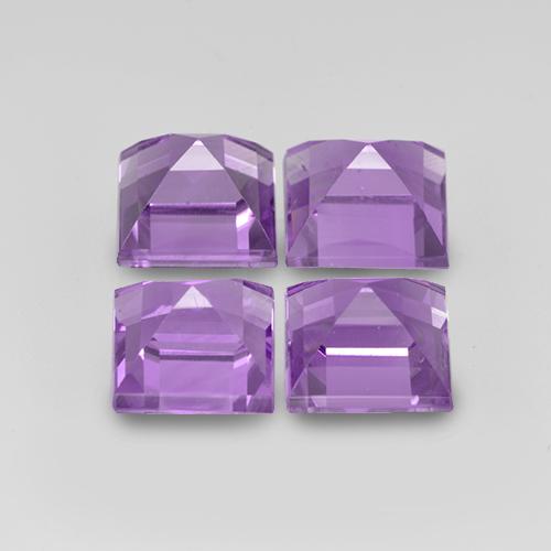 Gemas de Amatista Violeta rosáceo medio natural de 4.59 ct, Cuadrado, VS