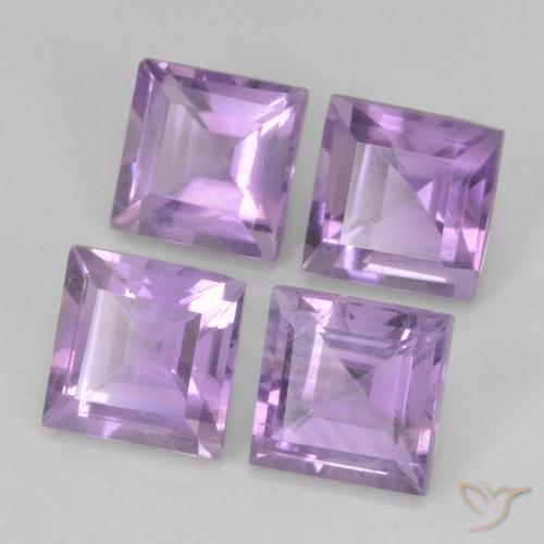 Gemas de Amatista Violeta medio natural de 4.65 ct, Cuadrado, VS