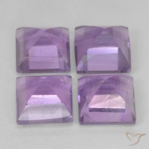Gemas de Amatista Violeta medio natural de 4.65 ct, Cuadrado, VS