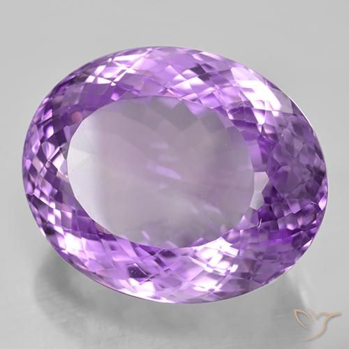 Amatista Violeta púrpura medio natural de 44.51 ct, Ovalada, VVS