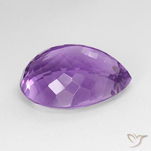 Amatista Violeta púrpura intenso natural de 21.49 ct, En forma de pera, VVS