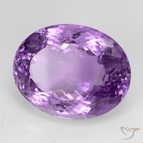 Amatista Violeta púrpura medio natural de 31.21 ct, Ovalada, IF